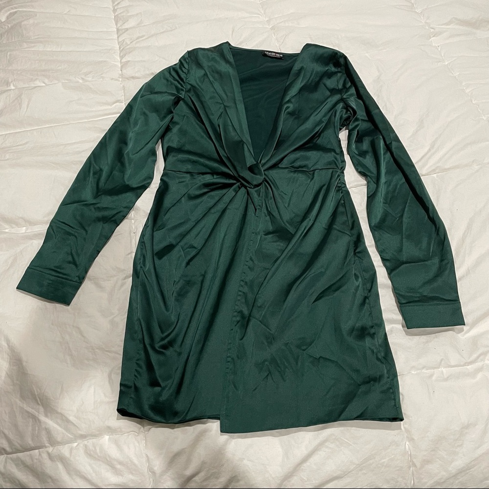 Fashion Nova Green Silk Dress